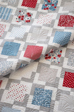 Load image into Gallery viewer, "Iconic 2" geometric quilt by Lella Boutique. Makes a great 4th of July quilt in Old Glory fabric by Lella Boutique for Moda Fabrics. Great scrap quilt using charm packs or a Layer Cake. Download the PDF here!