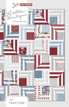 Load image into Gallery viewer, &quot;Fracture&quot; modern log cabin quilt. Sort of looks like a modern interpretation of an American Flag, would be a great 4th of July quilt. Fat quarter or fat eighth friendly. Fabric is Old Glory by Lella Boutique for Moda (Feb 2024).