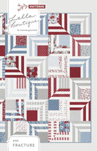 Load image into Gallery viewer, "Fracture" modern log cabin quilt. Sort of looks like a modern interpretation of an American Flag, would be a great 4th of July quilt. Fat quarter or fat eighth friendly. Fabric is Old Glory by Lella Boutique for Moda (Feb 2024).