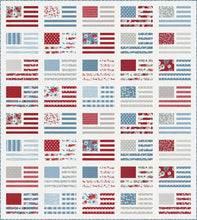 Load image into Gallery viewer, "Miss Americana" American flag quilt by Lella Boutique. Cute 4th of July quilt perfect for summertime in the USA. Fabric is Old Glory by Lella Boutique for Moda Fabrics. Download the PDF here!