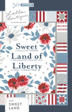 Load image into Gallery viewer, "Sweet Land" 4th of July quilt by Lella Boutique featuring the "Sweet Land of Liberty" quilt panel from the Old Glory fabric collection for Moda Fabrics. Fun way to add a scrappy border to this Americana quilt panel. Download the PDF here!