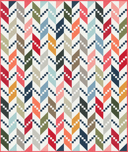 "Persnickety" herringbone quilt design in Magic Dot fabric by Lella Boutique for Moda Fabrics (October 2024).Download the PDF pattern here!