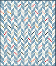 Load image into Gallery viewer, "Persnickety" herringbone quilt design in Magic Dot fabric by Lella Boutique for Moda Fabrics (October 2024).Charm pack friendly. Download the PDF pattern here!