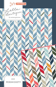 "Persnickety" herringbone quilt design in Magic Dot fabric by Lella Boutique for Moda Fabrics (October 2024).Download the PDF pattern here!