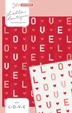 Load image into Gallery viewer, "L-O-V-E" word quilt by Lella Boutique. Fabric is Love Blooms by Lella Boutique for Moda Fabrics (Nov 2024). Fat eighth friendly. Download the PDF here!