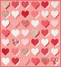 Load image into Gallery viewer, &quot;Beloved&quot; 3D heart quilt in Love Blooms fabric by Lella Boutique for Moda Fabrics. Fat eighth friendly. Download the PDF here.