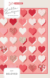 "Beloved" 3D heart quilt in Love Blooms fabric by Lella Boutique for Moda Fabrics. Fat eighth friendly. 