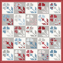 Load image into Gallery viewer, &quot;Red, White, &amp; Bloom&quot; Americana flower quilt by Lella Boutique. Cute 4th of July quilt perfect for summertime in the USA. Fabric is Old Glory by Lella Boutique for Moda Fabrics.
