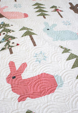 Load image into Gallery viewer, Wild Hare bunny quilt pattern by Vanessa Goertzen of Lella Boutique. Cute pieced rabbit quilt block in a forest of trees. Fat quarter friendly! Fabric is Lovestruck by Lella Boutique for Moda Fabrics.