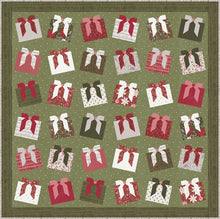 Load image into Gallery viewer, "Wrap It Up" gift quilt design by Vanessa Goertzen of Lella Boutique. Pretty wonky presents in a simple layout. Fat quarter friendly. Fabric is Berry & Pine by Lella Boutique for Moda Fabrics (May 2025). Download the PDF here.