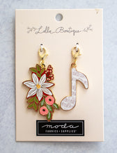 Load image into Gallery viewer, Poinsettia and Music Note Zipper Pull Set by Lella Boutique for Moda Fabrics