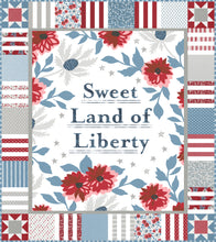 Load image into Gallery viewer, "Sweet Land" 4th of July quilt by Lella Boutique featuring the "Sweet Land of Liberty" quilt panel from the Old Glory fabric collection for Moda Fabrics. Fun way to add a scrappy border to this Americana quilt panel. Download the PDF here!