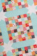 Load image into Gallery viewer, Scrap Happy scrappy square quilt from the book: Charm School - 18 Quilts from 5&quot; Squares by Vanessa Goertzen of Lella Boutique. Get your autographed copy of the book here! Lots of great charm pack quilts. Fabric is Farmhouse by Fig Tree for Moda Fabrics.