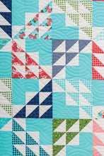 Load image into Gallery viewer, First Crush triangle quilt from the book: Charm School - 18 Quilts from 5" Squares by Vanessa Goertzen of Lella Boutique. Get your autographed copy of the book here! Lots of great charm pack quilts. Fabric is Gooseberry by Lella Boutique for Moda Fabrics.