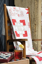 Load image into Gallery viewer, Love Letter red and white quilt from the book: Charm School - 18 Quilts from 5" Squares by Vanessa Goertzen of Lella Boutique. Get your autographed copy of the book here! Lots of great charm pack quilts. Fabric is Miss Scarlet by Minick & Simpson for Moda Fabrics.