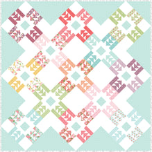 Load image into Gallery viewer, Bling diamond quilt made of flying geese set on point. Fabric is Lollipop Garden by Lella Boutique for Moda Fabrics. Make it with fat quarters or fat eighths. Download the PDF here.