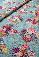 Load image into Gallery viewer, Checkerboard scrappy diamond quilt from the book: Jelly Filled - 18 Quilts from 2-1/2" Strips by Vanessa Goertzen of Lella Boutique. Get your autographed copy of the book here! Lots of great jelly roll strip quilts. Fabric is Beach Road by Jen Kingwell + Grunge by BasicGrey for Moda Fabrics.