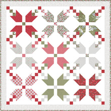 Load image into Gallery viewer, "Figgy Pudding" simple Christmas star quilt by Lella Boutique. Fat Quarter quilt. Fabric is Christmas Morning by Lella Boutique for Moda. Download the PDF here.