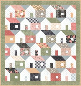 Home Again house quilt by Lella Boutique. Make it with fat eighths of Country Rose fabric by Lella Boutique for Moda Fabrics.