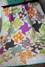 Load image into Gallery viewer, Twirl pinwheel layer cake quilt using Heather Bailey fabric