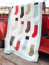Load image into Gallery viewer, By the Chimney Christmas stocking quilt by Lella Boutique. Fabric is Juniper Berry by BasicGrey for Moda Fabrics.