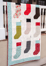 Load image into Gallery viewer, By the Chimney Christmas stocking quilt by Lella Boutique. Fabric is Juniper Berry by BasicGrey for Moda Fabrics.