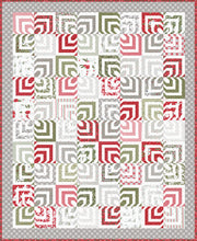 Load image into Gallery viewer, Kaleidoscope 2 hypnotic quilt design. Honeybun quilt (made with 1.5" strips). Fabric is Christmas Morning by Lella Bourique for Moda.