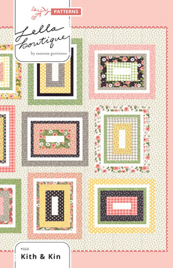 Kith and Kin jelly roll rectangle quilt. Cute farmhouse style quilt.Fabric is Farmer's Daughter by Lella Boutique for Moda Fabrics.