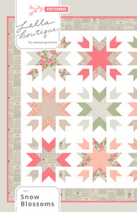 Snow Blossoms star quilt by Lella Boutique. A fat quarter quilt made in Love Note fabric by Lella Boutique for Moda Fabrics.