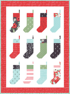 By the Chimney Mini stocking mini quilt pattern. Download the PDF here!