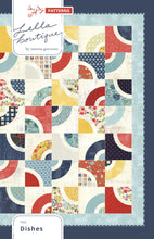 Load image into Gallery viewer, Dishes curved block quilt by Lella Boutique. Layer Cake quilt. Beginner friendly intro to curved piecing. Fabric is Biscuits & Gravy by BasicGrey for Moda Fabrics.