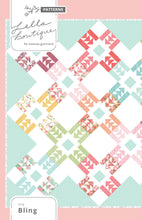 Load image into Gallery viewer, Bling diamond quilt made of flying geese set on point. Fabric is Lollipop Garden by Lella Boutique for Moda Fabrics. Make it with fat quarters or fat eighths. Download the PDF here.