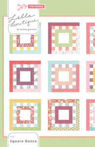 Square Dance striped square quilt blocks from Lella Boutique. Jelly Roll quilt made in Lollipop Garden fabric by Lella Boutique for Moda Fabrics. Download the PDF here.