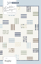 Load image into Gallery viewer, Rugby stripe quilt - perfect boy quilt! Make it with a Honeybun (1.5" strips) or fat eighths. Fabric is Harvest Road by Lella Boutique for Moda Fabrics.
