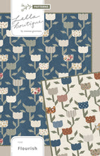 Load image into Gallery viewer, Flourish climbing roses quilt pattern by Lella Boutique. Make these beautiful flower quilt blocks with fat quarters or fat eighths. Fabric is Flower Pot by Lella Boutique for Moda Fabrics.