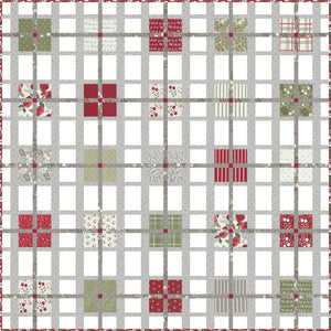 Forever Plaid layer cake quilt by Vanessa Goertzen of Lella Boutique. Simple pieced plaid quilt that gives the illusion of presents. Fabric is Christmas Eve by Lella Boutique for Moda Fabrics arriving to shops May 2023.