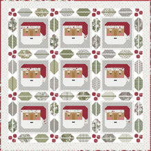 Load image into Gallery viewer, St. Nick Santa quilt by Vanessa Goertzen of Lella Boutique. Traditionally pieced Santa block framed with holly and berry quilt blocks. Make it with a Jelly Roll or Layer Cake. Fabric is Christmas Eve by Lella Boutique for Moda Fabrics.