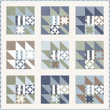 Load image into Gallery viewer, New Leaf scrappy leaf sampler quilt made with a Layer Cake. Fabric is Harvest Road by Lella Boutiquque for Moda Fabrics.