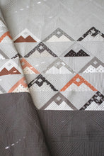 Load image into Gallery viewer, Mountainside modern mountain quilt by Lella Boutique. Beginner friendly. Fat eighth quilt. Fabric is Smoke &amp; Rust by Lella Boutique for Moda.