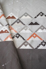 Load image into Gallery viewer, Mountainside modern mountain quilt by Lella Boutique. Beginner friendly. Fat eighth quilt. Fabric is Smoke & Rust by Lella Boutique for Moda.