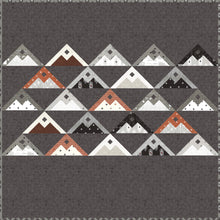 Load image into Gallery viewer, Mountainside modern mountain quilt by Lella Boutique. Beginner friendly. Fat eighth quilt. Fabric is Smoke & Rust by Lella Boutique for Moda.