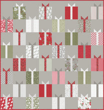 Load image into Gallery viewer, Nice List simple gift quilt by Lella Boutique. Layer Cake quilt. Cute Christmas present quilt blocks are in Christmas Morning fabric by Lella Boutique. Download the PDF here.