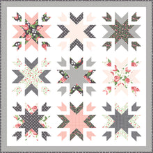 Load image into Gallery viewer, Snow Blossoms star quilt by Lella Boutique. A fat quarter quilt made in Bloomington fabric by Lella Boutique for Moda Fabrics.