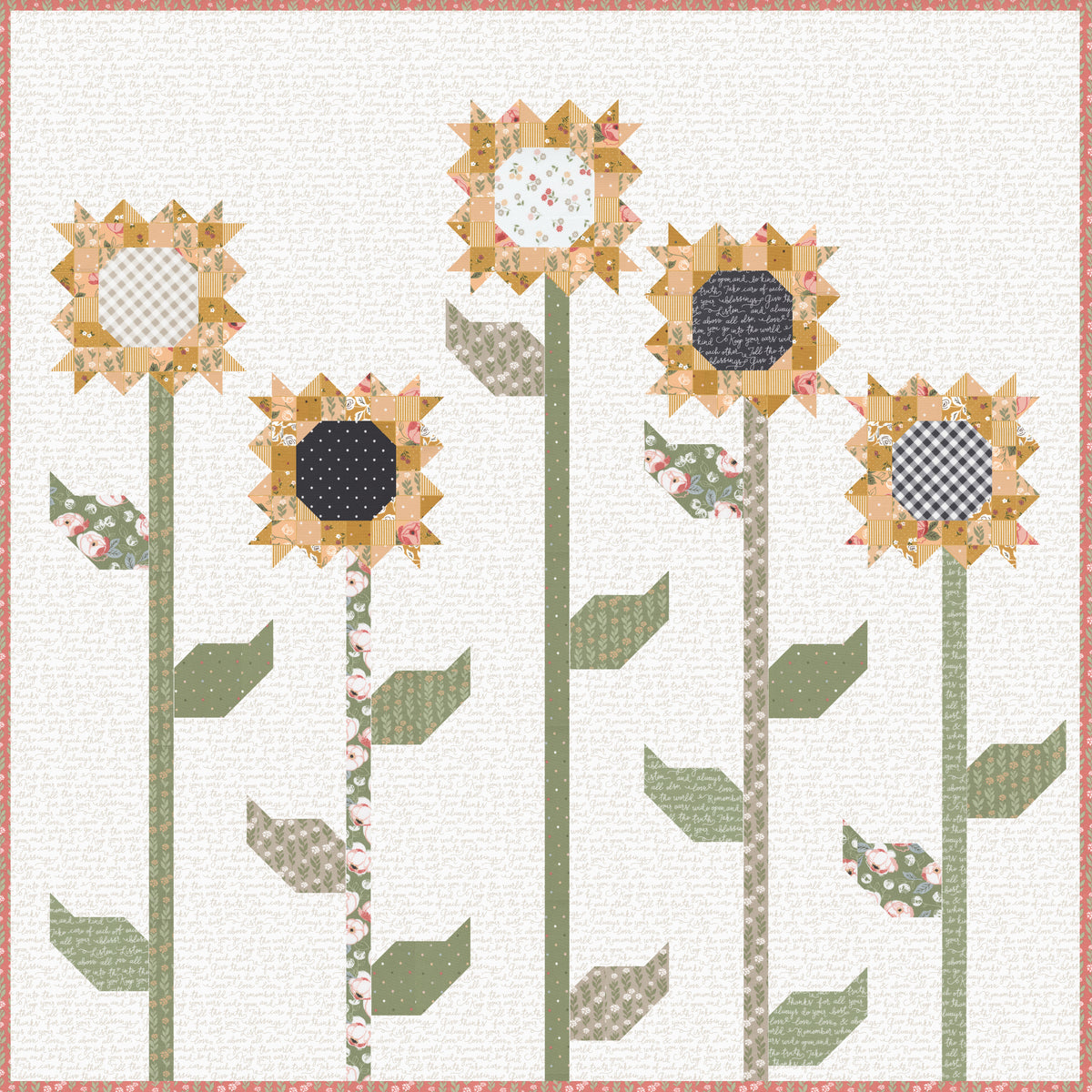 サンフラページです SunflowerQuiltTopCOUNTRYROSE_b