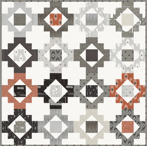 Trinkets boho quilt design by Lella Boutique. Fat quarter friendly. Fabric is Smoke & Rust. Modern quilt design would make a great boy quilt.