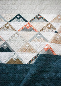 Mountainside modern mountain quilt by Lella Boutique. Beginner friendly. Fat eighth quilt. Fabric is Cider by BasicGrey for Moda.