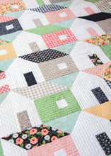 Load image into Gallery viewer, Home Again overlapping house quilt by Vanessa Goertzen. Fabric is Farmer&#39;s Daughter by Lella Boutique for Moda Fabrics.