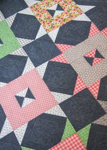 Barn Style farmhouse star quilt by Lella Boutique. Fat quarter friendly barn star quilt. Fabric is Farmer's Daughter by Lella Boutique for Moda Fabrics.