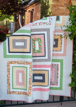 Load image into Gallery viewer, Kith &amp; Kin jelly roll rectangle quilt. Cute farmhouse style quilt. Fabric is Farmer&#39;s Daughter by Lella Boutique for Moda Fabrics.