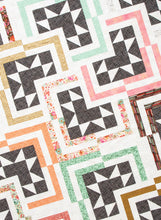 Load image into Gallery viewer, Smart Cookie overlapping star quilt from the book: Jelly Filled - 18 Quilts from 2-1/2" Strips by Vanessa Goertzen of Lella Boutique. Get your autographed copy of the book here! Lots of great jelly roll strip quilts. Fabric is Meraki by BasicGrey for Moda Fabrics.